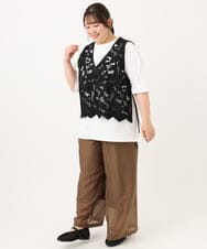 OLBID48119 eur3(エウルキューブ) 【大きいサイズ】エンブロイダリーレースベスト ブラック