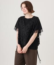 OLBID48119 eur3(エウルキューブ) 【大きいサイズ】エンブロイダリーレースベスト ブラック