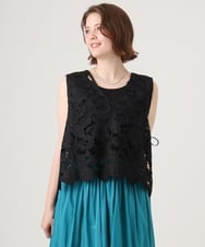 OLBID48119 eur3(エウルキューブ) 【大きいサイズ】エンブロイダリーレースベスト ブラック