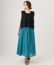 OLBID48119 eur3(エウルキューブ) 【大きいサイズ】エンブロイダリーレースベスト ブラック