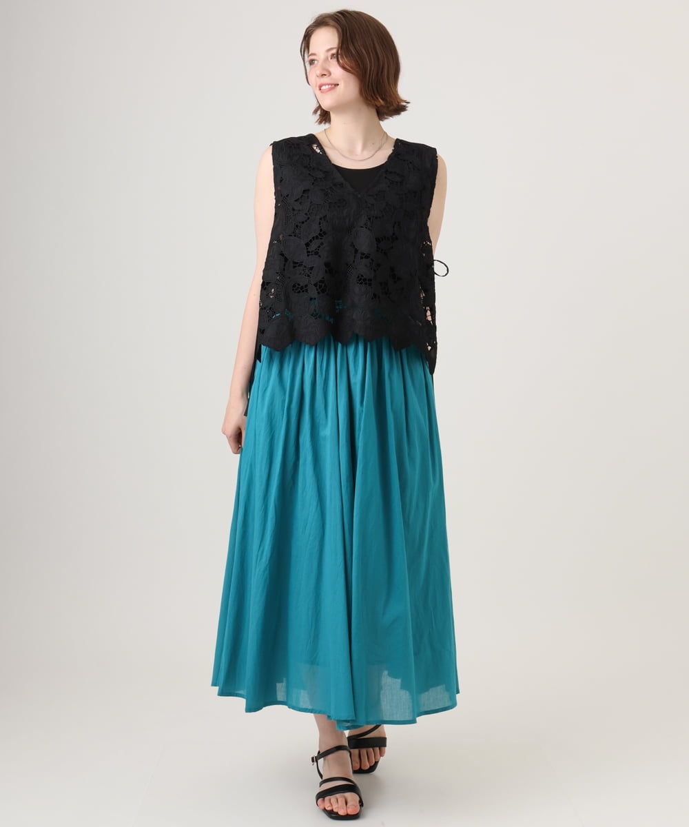 OLBID48119 eur3(エウルキューブ) 【大きいサイズ】エンブロイダリーレースベスト ブラック
