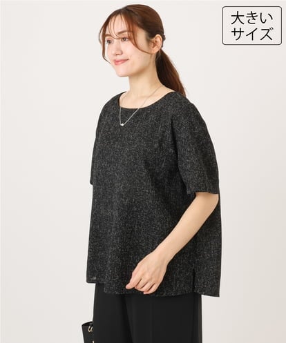 OLBID49099 eur3 【大きいサイズ】麻調ツイードトップス