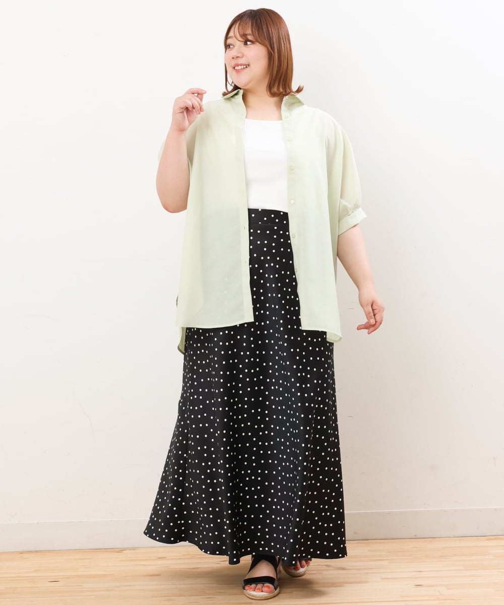OLBIS43070 eur3(エウルキューブ) 【大きいサイズ/UVカット/a.v.v×eur3】接触冷感シアーブラウス ライトグリーン(30)
