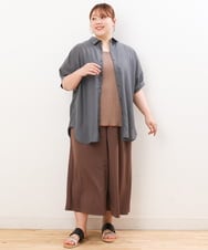 OLBIS43070 eur3(エウルキューブ) 【大きいサイズ/UVカット/a.v.v×eur3】接触冷感シアーブラウス ダークグレー(93)