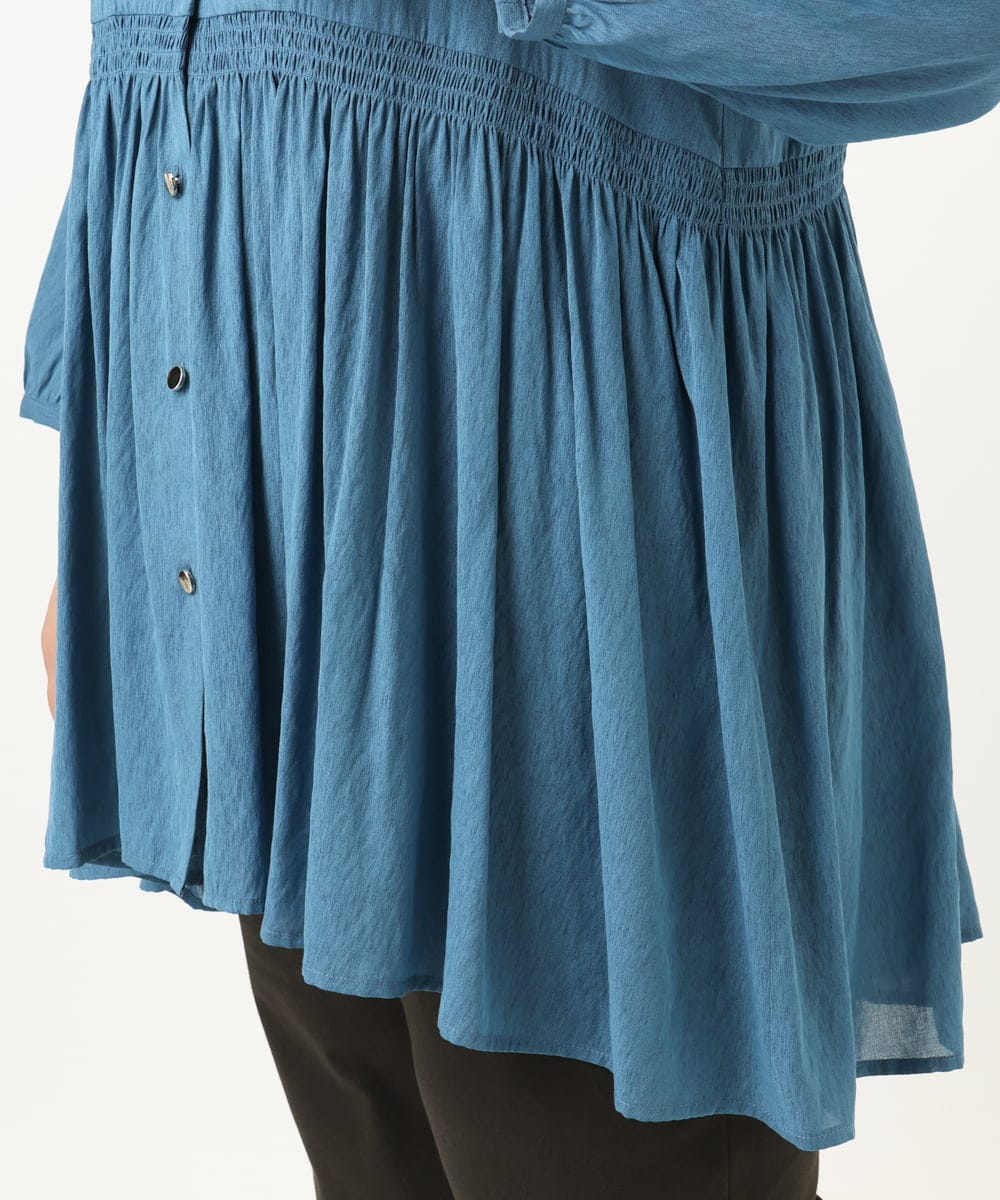 OLBJA03099 eur3(エウルキューブ) 【大きいサイズ】シャーリングチュニック ブルー(55)