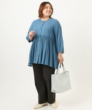 OLBJA03099 eur3(エウルキューブ) 【大きいサイズ】シャーリングチュニック ブルー(55)