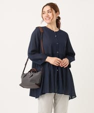 OLBJA03099 eur3(エウルキューブ) 【大きいサイズ】シャーリングチュニック ネイビー(57)（WEB限定カラー）