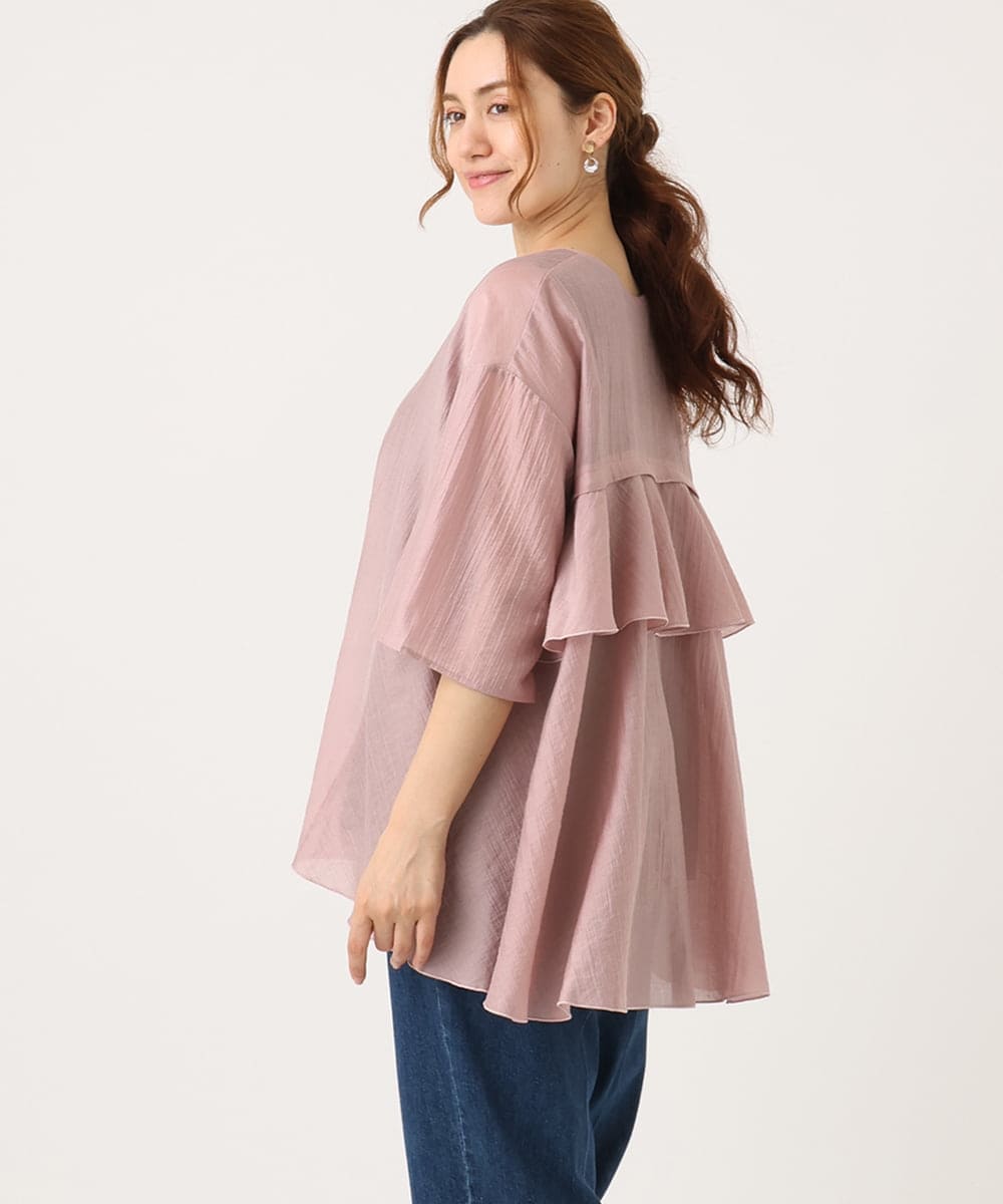 OLBJA17099 eur3(エウルキューブ) 【大きいサイズ/LAVEANGE×eur3】バックフレアチュニック ライトピンク(01)