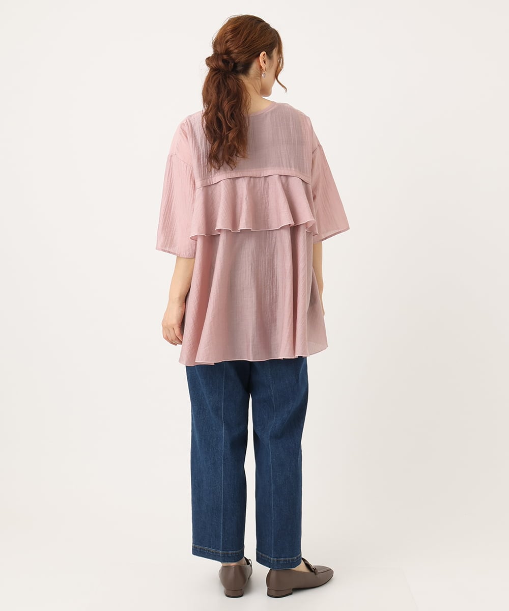 OLBJA17099 eur3(エウルキューブ) 【大きいサイズ/LAVEANGE×eur3】バックフレアチュニック ライトピンク(01)