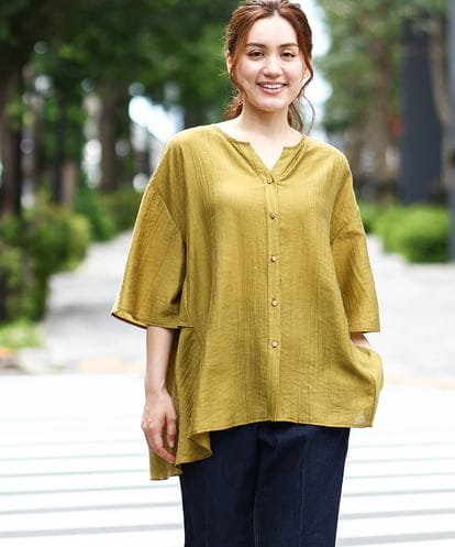 OLBJA17099 eur3 【大きいサイズ/LAVEANGE×eur3】バックフレアチュニック