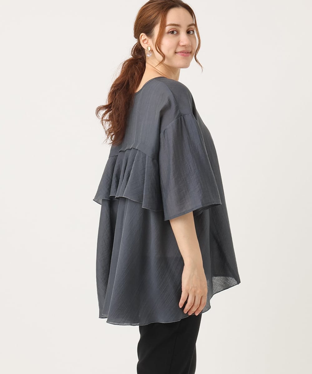 OLBJA17099 eur3(エウルキューブ) 【大きいサイズ/LAVEANGE×eur3】バックフレアチュニック ダークグレー(93)
