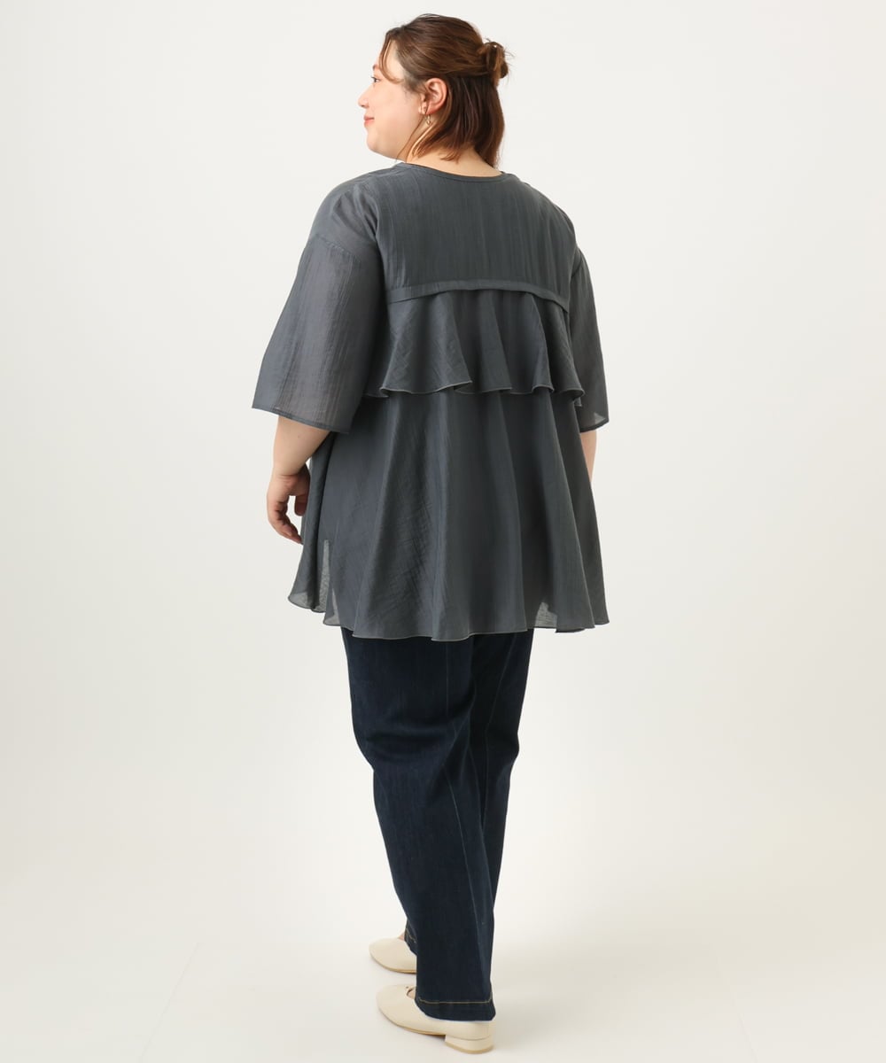 OLBJA17099 eur3(エウルキューブ) 【大きいサイズ/LAVEANGE×eur3】バックフレアチュニック ダークグレー(93)