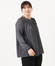 OLBKA04099 eur3(エウルキューブ) 【大きいサイズ】サテンドットブラウス ダークグレー(93)