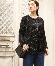 OLBKA04099 eur3(エウルキューブ) 【大きいサイズ】サテンドットブラウス ブラック(94)