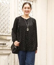 OLBKA04099 eur3(エウルキューブ) 【大きいサイズ】サテンドットブラウス ブラック(94)