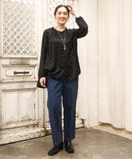 OLBKA04099 eur3(エウルキューブ) 【大きいサイズ】サテンドットブラウス ブラック(94)