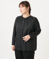 OLBKA04099 eur3(エウルキューブ) 【大きいサイズ】サテンドットブラウス ブラック(94)