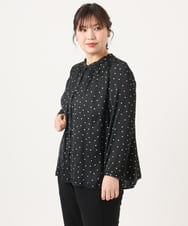 OLBKA04099 eur3(エウルキューブ) 【大きいサイズ】サテンドットブラウス ブラック(94)