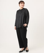 OLBKA04099 eur3(エウルキューブ) 【大きいサイズ】サテンドットブラウス ブラック(94)