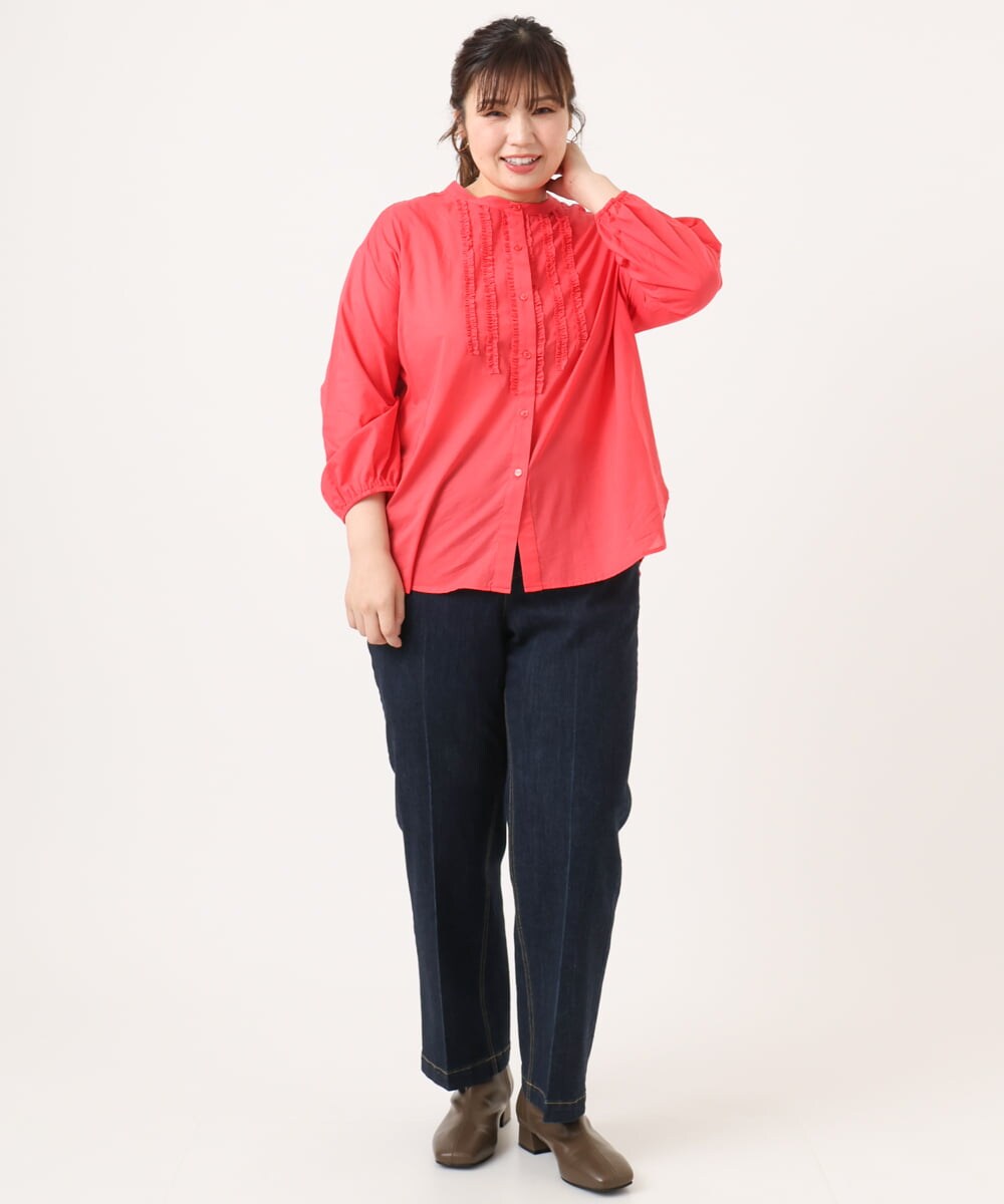 OLBKA05089 eur3(エウルキューブ) 【大きいサイズ】コットンフリルブラウス レッド(05)