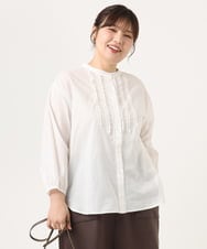 OLBKA05089 eur3(エウルキューブ) 【大きいサイズ】コットンフリルブラウス アイボリー(80)