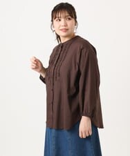 OLBKA05089 eur3(エウルキューブ) 【大きいサイズ】コットンフリルブラウス ダークブラウン(87)
