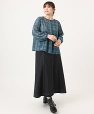 OLBKA06089 eur3(エウルキューブ) 【大きいサイズ】カットジャカードチェック柄ブラウス ブルー(55)