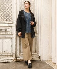 OLBKA06089 eur3(エウルキューブ) 【大きいサイズ】カットジャカードチェック柄ブラウス ブルー(55)
