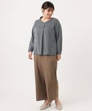 OLBKA08079 eur3(エウルキューブ) 【大きいサイズ/11号サイズあり】Vネックストライプブラウス ネイビー(57)