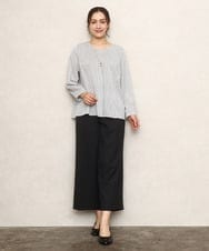 OLBKA08079 eur3(エウルキューブ) 【大きいサイズ/11号サイズあり】Vネックストライプブラウス ホワイト(90)