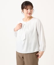 OLBKA09089 eur3(エウルキューブ) 【大きいサイズ/11号サイズあり】ストレッチツイルブラウス アイボリー(80)