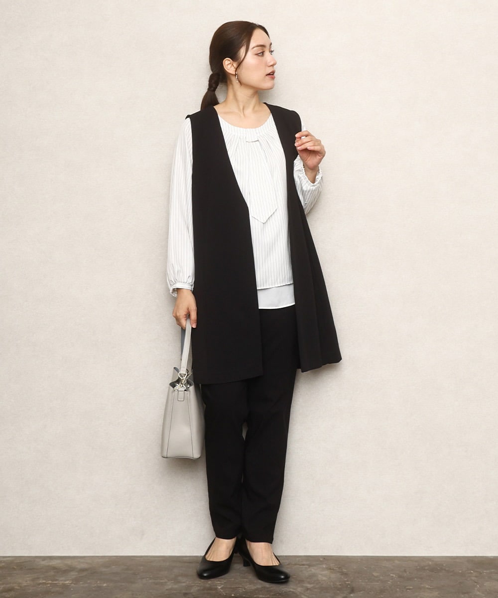 OLBKA09089 eur3(エウルキューブ) 【大きいサイズ/11号サイズあり】ストレッチツイルブラウス アイボリー(80)