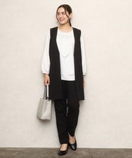 OLBKA09089 eur3(エウルキューブ) 【大きいサイズ/11号サイズあり】ストレッチツイルブラウス アイボリー(80)