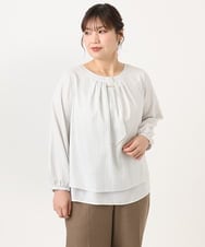 OLBKA09089 eur3(エウルキューブ) 【大きいサイズ/11号サイズあり】ストレッチツイルブラウス アイボリー(80)