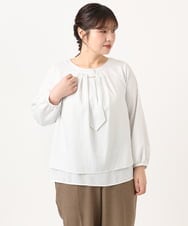 OLBKA09089 eur3(エウルキューブ) 【大きいサイズ/11号サイズあり】ストレッチツイルブラウス アイボリー(80)