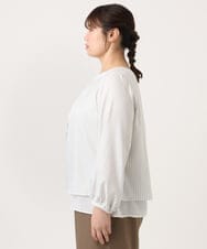 OLBKA09089 eur3(エウルキューブ) 【大きいサイズ/11号サイズあり】ストレッチツイルブラウス アイボリー(80)