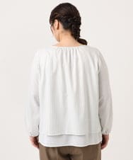 OLBKA09089 eur3(エウルキューブ) 【大きいサイズ/11号サイズあり】ストレッチツイルブラウス アイボリー(80)
