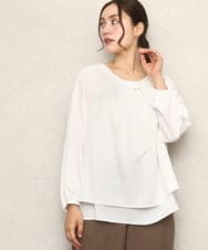 OLBKA09089 eur3(エウルキューブ) 【大きいサイズ/11号サイズあり】ストレッチツイルブラウス ホワイト(90)