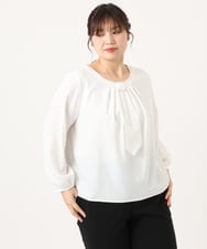 OLBKA09089 eur3(エウルキューブ) 【大きいサイズ/11号サイズあり】ストレッチツイルブラウス ホワイト(90)