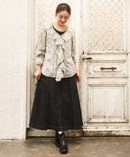 OLBKA15099 eur3(エウルキューブ) 【大きいサイズ】ラッフルネック小花プリントブラウス ベージュ(82)