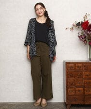 OLBKA15099 eur3(エウルキューブ) 【大きいサイズ】ラッフルネック小花プリントブラウス ブラック(94)