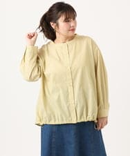 OLBKA16089 eur3(エウルキューブ) 【大きいサイズ】バンドカラーストライプブラウス マスタード(26)