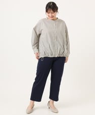 OLBKA16089 eur3(エウルキューブ) 【大きいサイズ】バンドカラーストライプブラウス アイボリー(80)