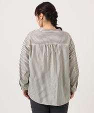OLBKA16089 eur3(エウルキューブ) 【大きいサイズ】バンドカラーストライプブラウス アイボリー(80)
