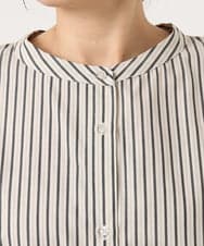 OLBKA16089 eur3(エウルキューブ) 【大きいサイズ】バンドカラーストライプブラウス アイボリー(80)