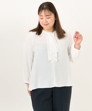 OLBKD07089 eur3(エウルキューブ) 【大きいサイズ/洗える/11号サイズあり】カスケードディテールブラウス ホワイト