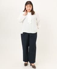 OLBKD07089 eur3(エウルキューブ) 【大きいサイズ/洗える/11号サイズあり】カスケードディテールブラウス ホワイト
