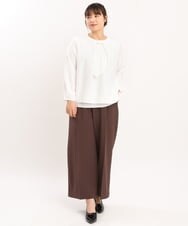 OLBKS07079 eur3(エウルキューブ) 【大きいサイズ/11号サイズあり】ボウタイ風ブラウス ホワイト(90)