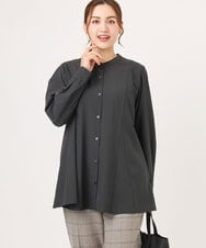 OLBLA12099 eur3(エウルキューブ) 【大きいサイズ】バンドカラーブラウス ダークグレー(93)