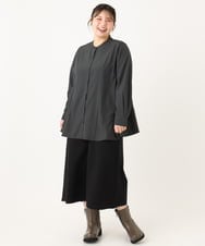 OLBLA12099 eur3(エウルキューブ) 【大きいサイズ】バンドカラーブラウス ダークグレー(93)